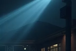 《一号放映厅》封面，老式放映机投射出光柱