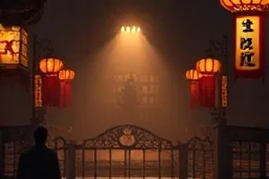 《旧唱片店》封面，木质货架上排列的黑胶唱片